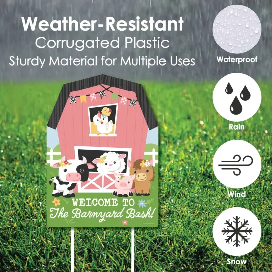Big Dot of Happiness Girl Farm Animals - Party Decorations - Pink Barnyard Baby Shower or Birthday Party Welcome Yard Sign {4}