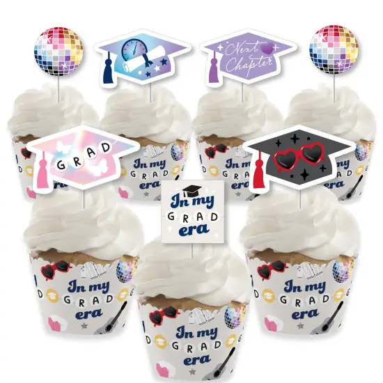 Big Dot of Happiness In My Grad Era - Cupcake Decoration - Graduation Party Cupcake Wrappers and Treat Picks Kit - Set of 24 {1}