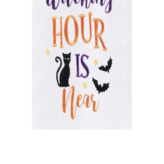 The Witching Hour Halloween Cotton Embroidered Flour Sack Kitchen Towel {4}