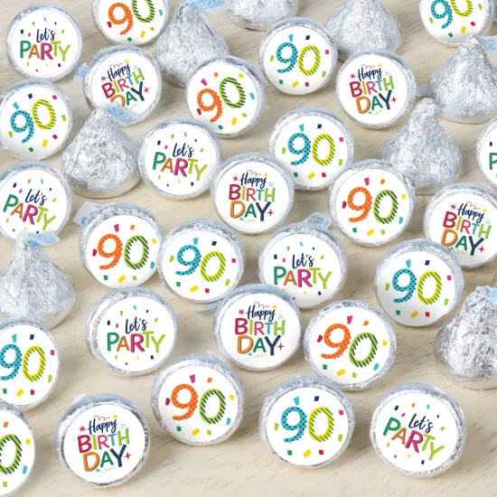 Big Dot of Happiness 90th Birthday - Cheerful Happy Birthday - Colorful Ninetieth Birthday Small Round Candy Stickers - Party Favor Labels - 324 Count {1}