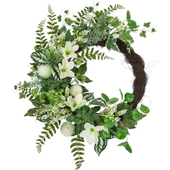Northlight Hellebores and Ivy Artificial Spring Floral Wreath, 24-Inch Green {3}