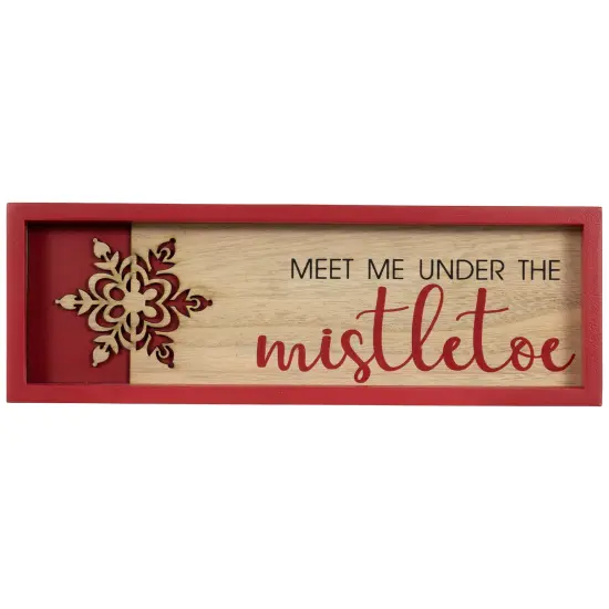 Northlight Framed "Meet Me Under the Mistletoe" Christmas Wall Decoration - 11.75" - Red {1}