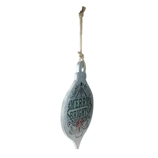 Midwest 20" Silver and Green 'Merry Bright' Onion Christmas Wall Hanging Ornament {3}