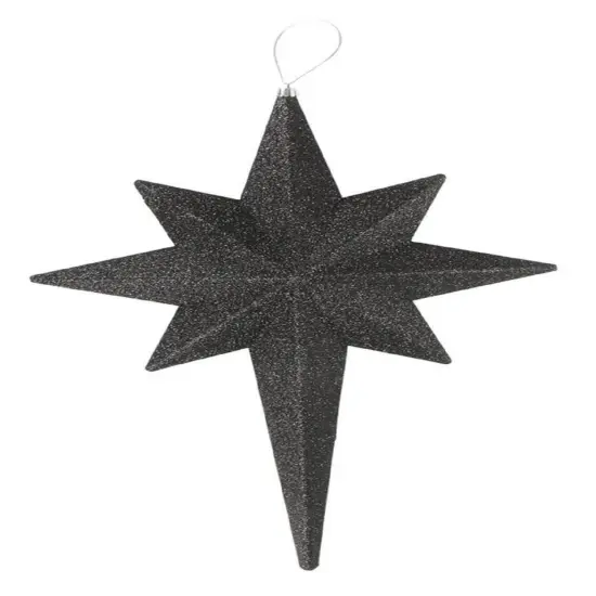 Christmas Central 20" Black and Silver Glittered Bethlehem Star Shatterproof Christmas Ornament {1}