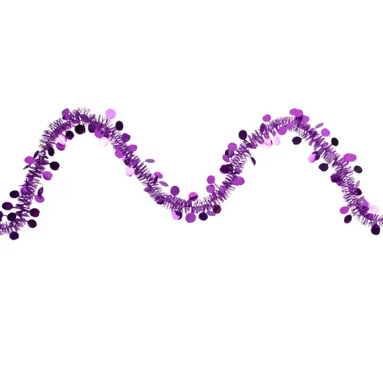 Northlight Tinsel and Polka Dot Commercial Christmas Garland - 50' x 1.5" - Purple - Unlit {1}