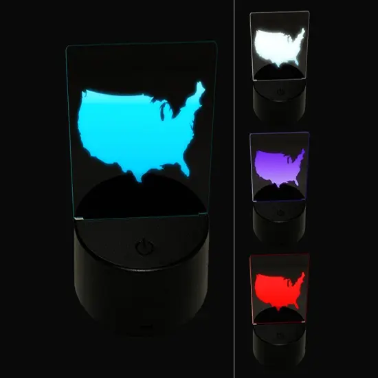 USA United States America Country Silhouette 3D Illusion LED Night Light Sign Nightstand Desk Lamp {1}