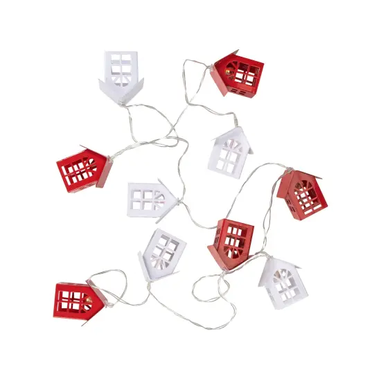 Northlight LED Metal House Christmas Lights - 6.5' Clear Wire - 10ct Red {6}