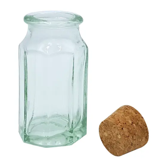 Green Glass Spice Bottle, Faceted {4}