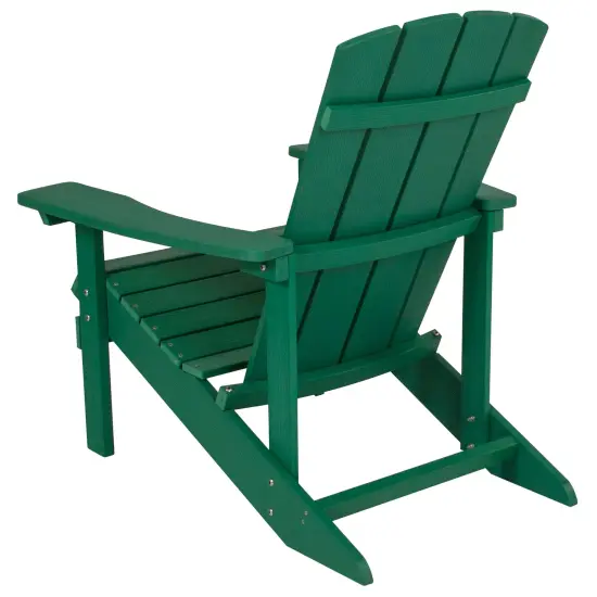Emma and Oliver 4 Pack Outdoor All-Weather Poly Resin Wood Adirondack Chairs Green {4}