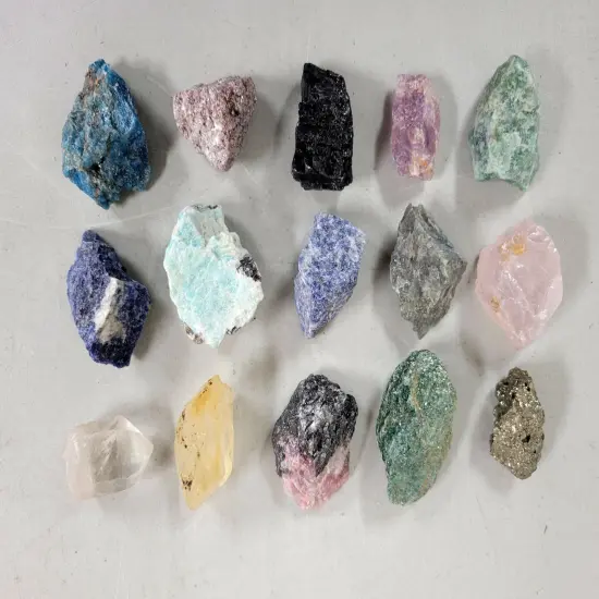 15 Raw Crystals Set Mixed Rough Gemstones {1}
