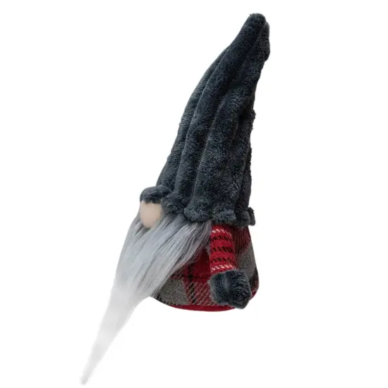 Northlight Plush Plaid Standing Christmas Gnome - 9" - Red and Gray {3}