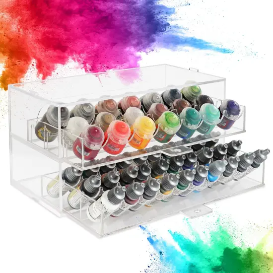 CraftyBook Acrylic Paint Organizers and Storage Drawers - 50 Bottle Paint Holder {1}