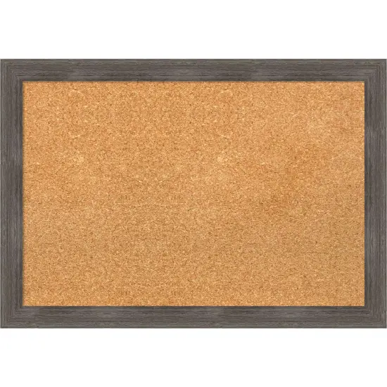 Pinstripe Lead Grey Wood Framed Corkboard, Natural Cork {1}