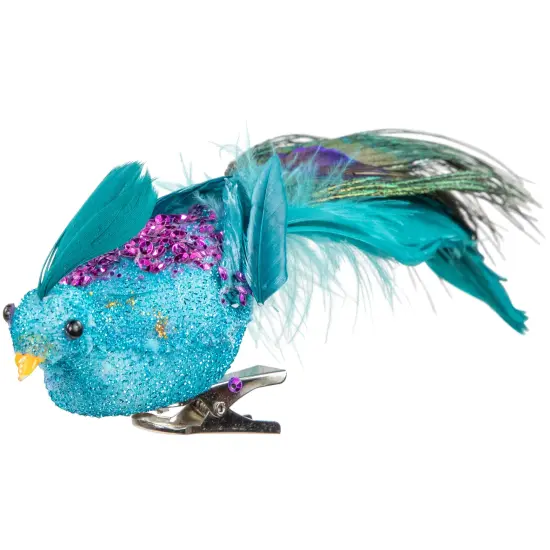 Northlight Sequins Peacock Bird Clip-On Christmas Ornament - 8" - Blue Green and Purple {7}