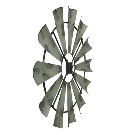 Distressed Grey Rustic 30 inch Metal Windmill Wall Clock {3}