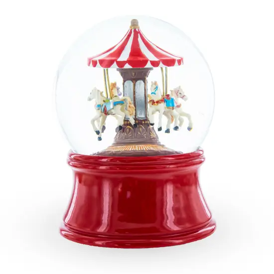 Horses Carousel Melody Spinning Musical Water Globe {5}