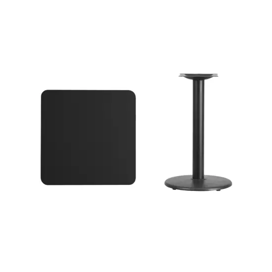 Emma and Oliver 24" Square Laminate Table Top with 18" Round Table Height Base Black {3}
