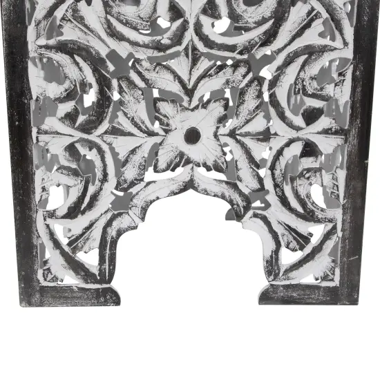 Northlight Set of 2 Antique Gray and Black Square Stackable Nesting Side Table and Stool 16" {7}