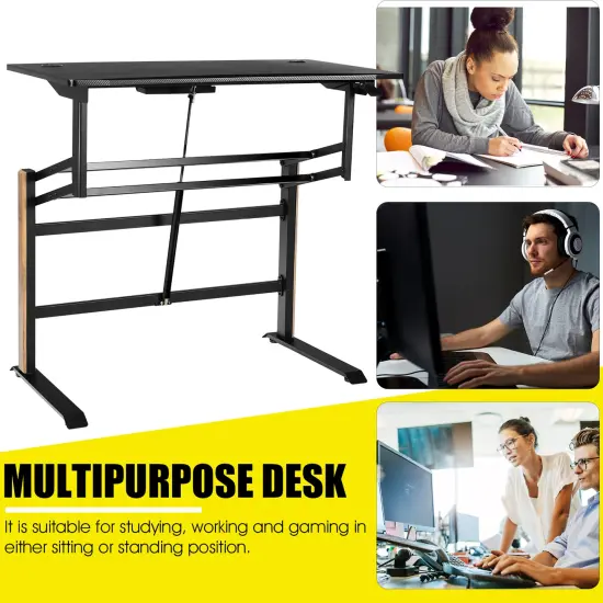 Costway Pneumatic Height Adjustable Standing Desk Sit to Stand Computer Desk Workstaion {5}