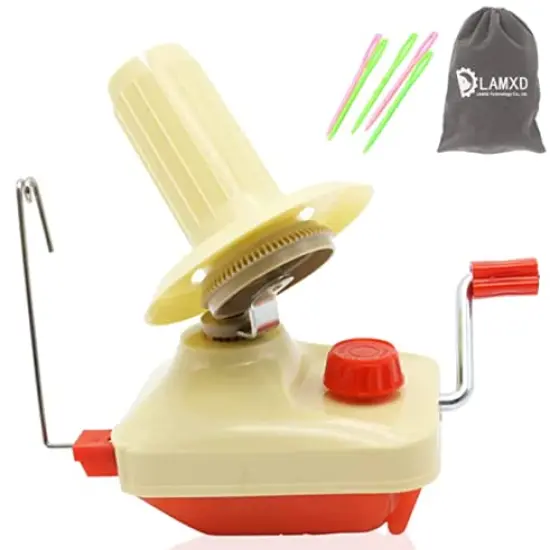 Needlecraft Yarn Ball Winder Hand Operated,Red,Portable Package,Easy to Set Up and Use,Sturdy with Metal Handle and Tabletop Clamp,Including Yarn Needles Set&hellip; {1}