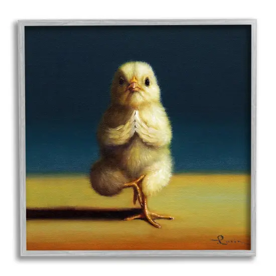 Stupell Industries Yellow Chick Meditating Yoga Framed Giclee Art Gray Frame {1}