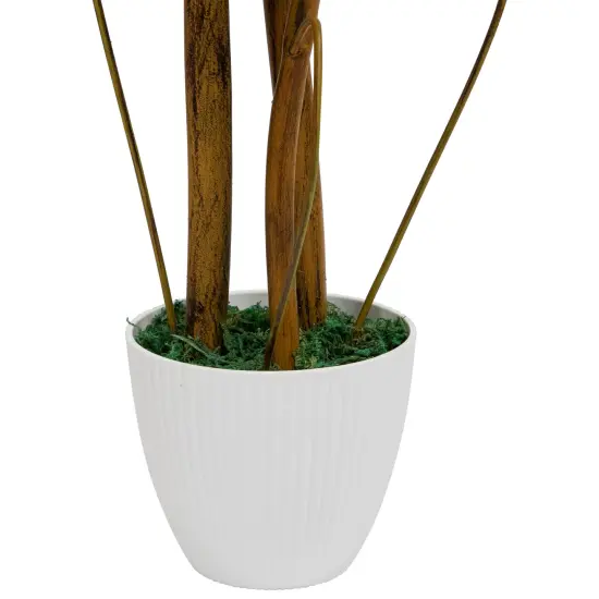 Northlight Real Touch&trade; Artificial Monstera Artificial Plant in a White Textured Pot - 4.25' Green {5}