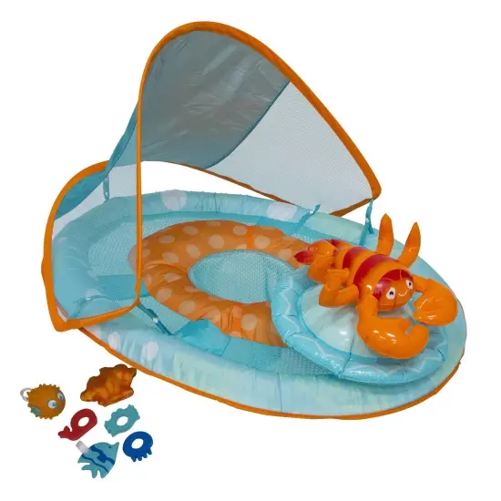 SwimWays 36" Inflatable Blue and Orange Lobster Baby Swimming Pool Float with Canopy {1}