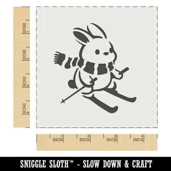 Ski Rabbit Bunny Slopes Snow Rabbit Wall Cookie DIY Craft Reusable Stencil {6}
