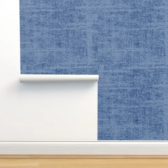 Pre-Pasted Wallpaper 2FT Wide Boho Coastal Weathered Simple Blue Monochrome Beach Nautical Classic Custom Pre-pasted Wallpaper by Spoonflower {2}