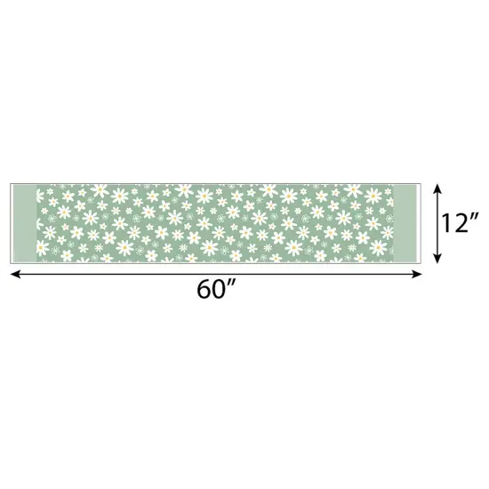 Big Dot of Happiness Sage Green Daisy Flowers - Petite Floral Party Paper Table Runner - 12 x 60 inches {4}
