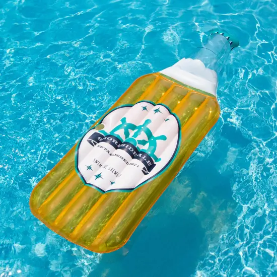 Swimline Shoreside Ale Beer Bottle Swimming Pool Inflatable Float - 81" Yellow {3}