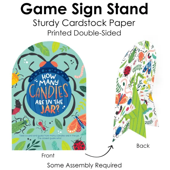 Big Dot of Happiness Buggin' Out - How Many Candies Bugs Birthday Party Game - 1 Stand and 40 Cards - Candy Guessing Game {6}