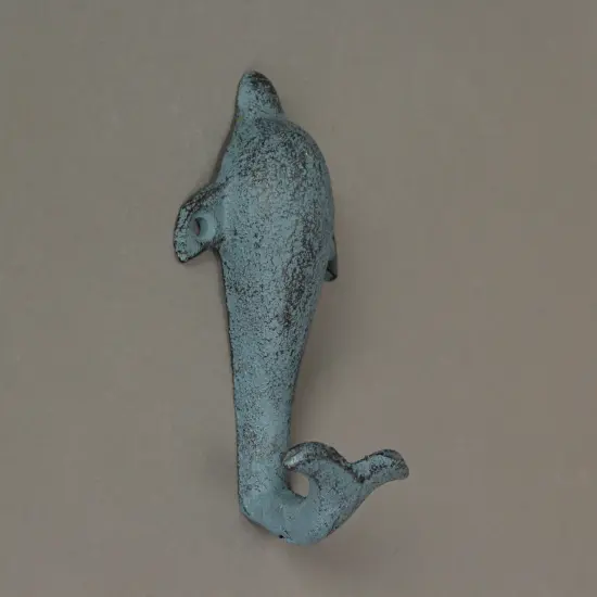 Set of 3 Colorful Coastal Cast Iron Dolphin Decorative Wall Hooks 5 inch {7}