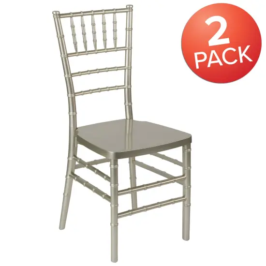 Emma and Oliver 2 Pack PREMIUM Resin Stacking Chiavari Chair Champagne {5}