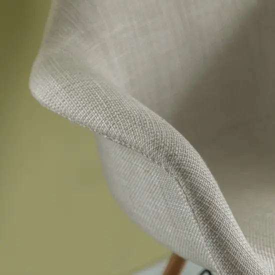 Mid-Century Modern Style Fabric Lined Armchair with Beech Wooden Legs White Set of 4 {6}