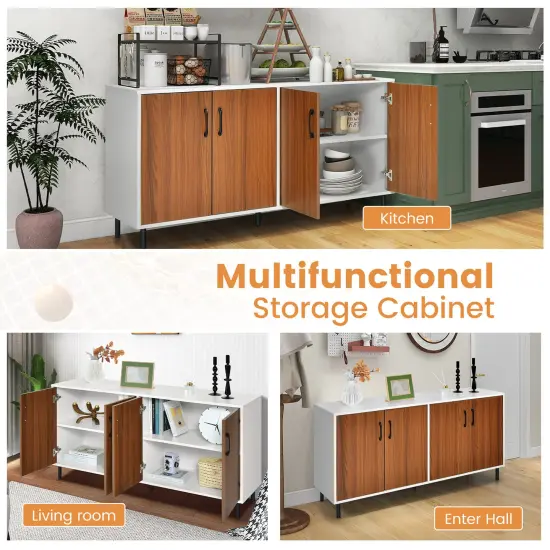 Costway Buffet Server Sideboard Kitchen Storage Cabinet Cupboard with Shelves & 4 Doors {6}