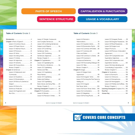 Spectrum Language Arts 3rd Grade Workbooks, ELA Activity Book for Kids Ages 8-9, Parts of Speech, Sentence Structure, English Grammar, Vocabulary, Spelling and More, Classroom or Homeschool Curriculum {2}