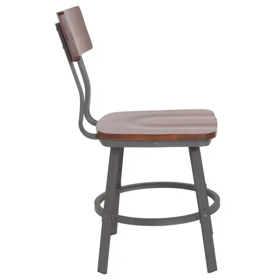 Emma and Oliver Restaurant Chair with Wood Seat & Back and Powder Coat Frame Rustic Walnut {5}
