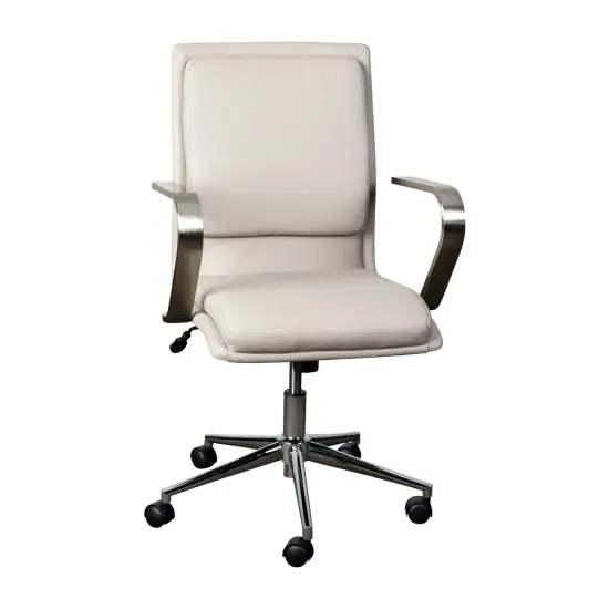 Merrick Lane Artemis Mid-Back Home Office Chair with Armrests, Height Adjustable Swivel Seat and Five Star Base Taupe/Chrome {1}