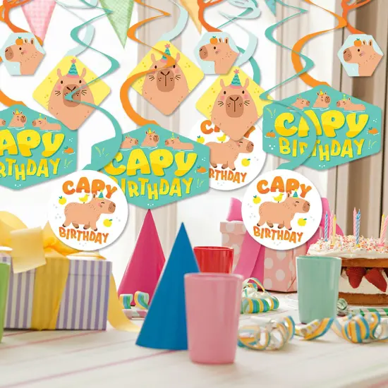 Big Dot of Happiness Capy Birthday - Capybara Party Hanging Decor - Party Decoration Swirls - Set of 40 {3}