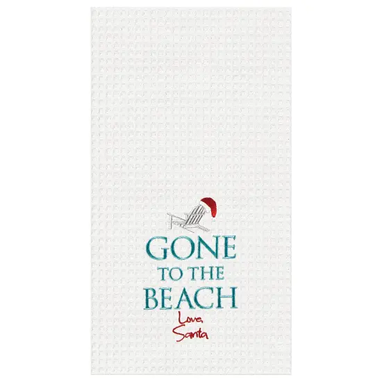 Gone To The Beach Santa Waffle Weave Cotton Kitchen Towel {1}