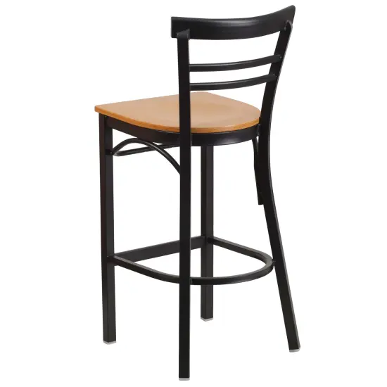 Emma and Oliver Two-Slat Ladder Back Metal Restaurant Dining Barstool Walnut/BlackMetal {8}