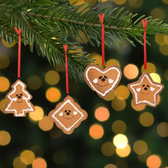 Northlight Gingerbread Heart Star Tree and Diamond Christmas Ornaments - 2.5" - Brown - Set of 4 {3}