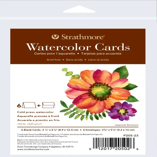 Strathmore Cards & Envelopes 3.5"X4.875" 6/Pkg-Watercolor {1}