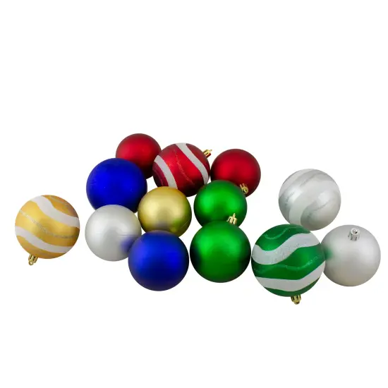 Northlight 39ct Red and Blue Shatterproof 2-Finish Christmas Ball Ornaments 4" (100mm) {1}