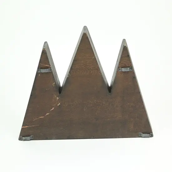 Dark Brown Wooden Geometric Triangle Crystal Display Shelf {5}