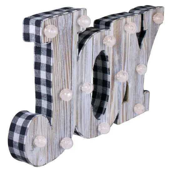 Northlight Lighted 3D Wooden "JOY" Christmas Decoration - 14" Brown {3}