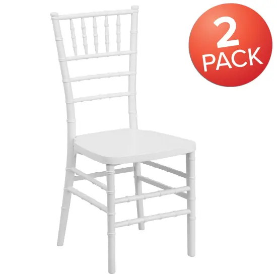Emma and Oliver 2 Pack PREMIUM Resin Stacking Chiavari Chair White {5}