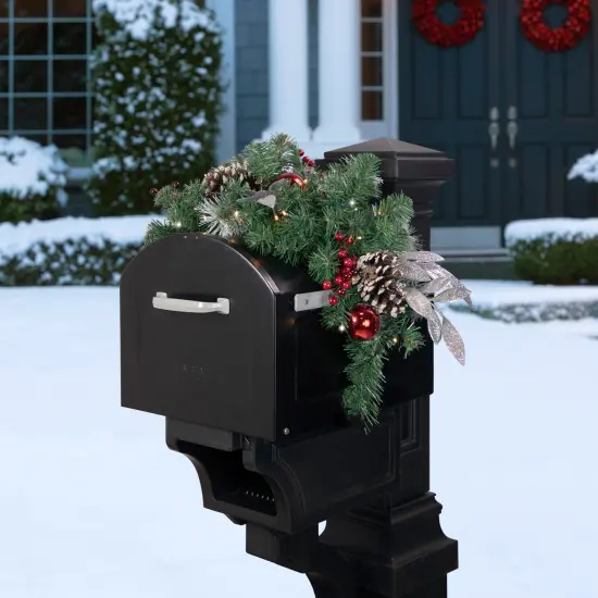 Northlight 36" Pre-lit Decorated Artificial Pine Christmas Mailbox Swag Green {3}