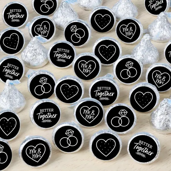 Big Dot of Happiness Mr. and Mrs. - Black and White Wedding or Bridal Shower Small Round Candy Stickers - Party Favor Labels - 324 Count {1}